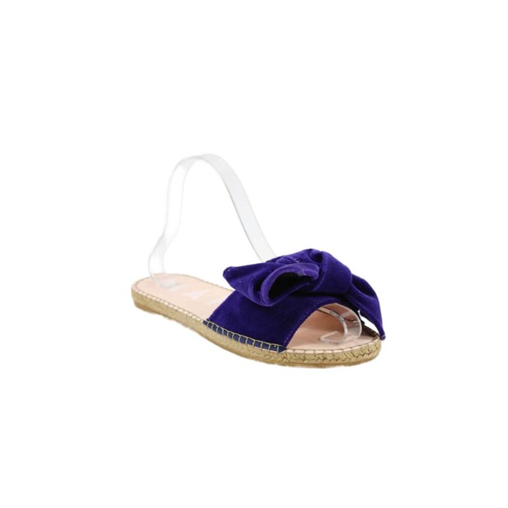 Manebi Womens Velvet Twist Bow Espadrille Slide On Sandals Purple Size 37 7